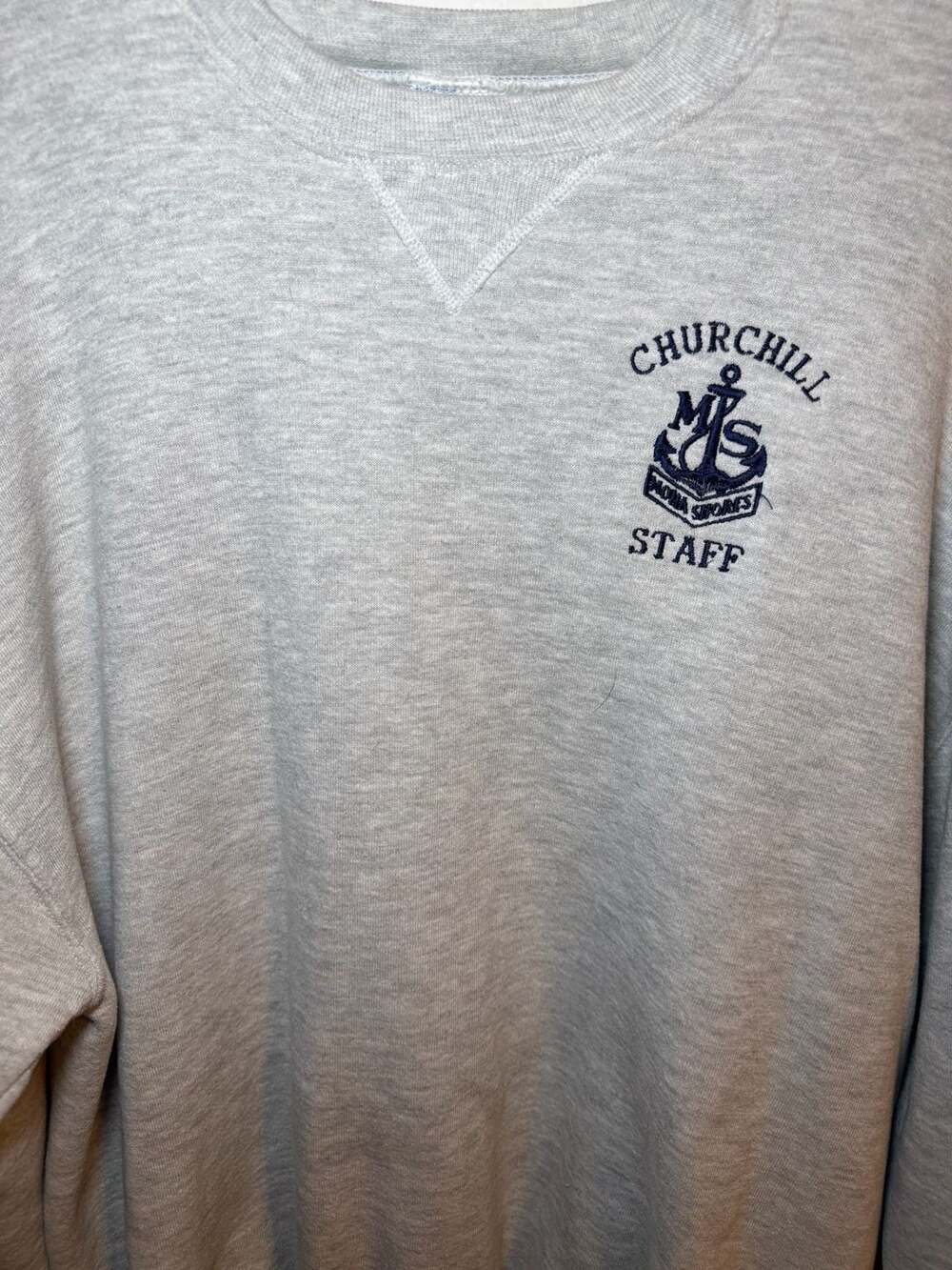Vintage Russell Athletic Churchill Staff Grey Sweatshirt Size L